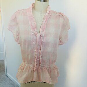 French Connection Vintage Dusty Pink Sailor Styled Peplum Top, Size 4